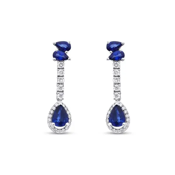 2.82 Karat Pırlanta Safir Küpe
