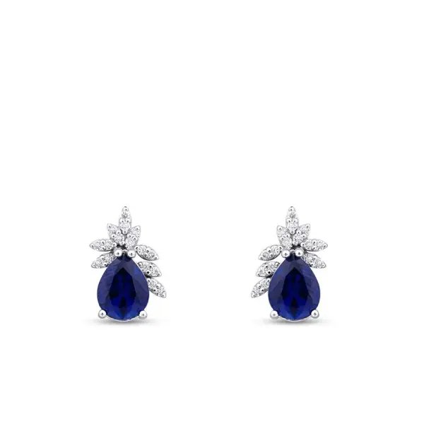 4.28 Karat Pırlanta Safir Küpe
