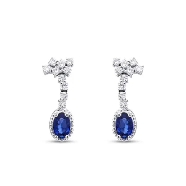1.44 Karat Pırlanta Safir Küpe