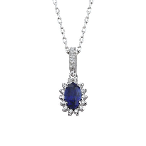0,35 Karat Safir Pırlanta Kolye