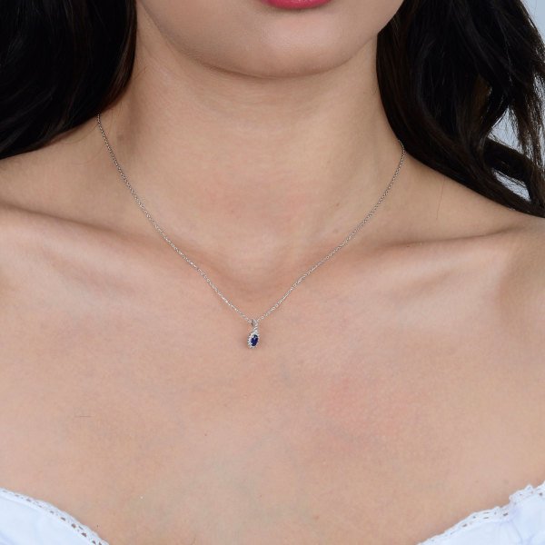 0,35 Karat Safir Pırlanta Kolye