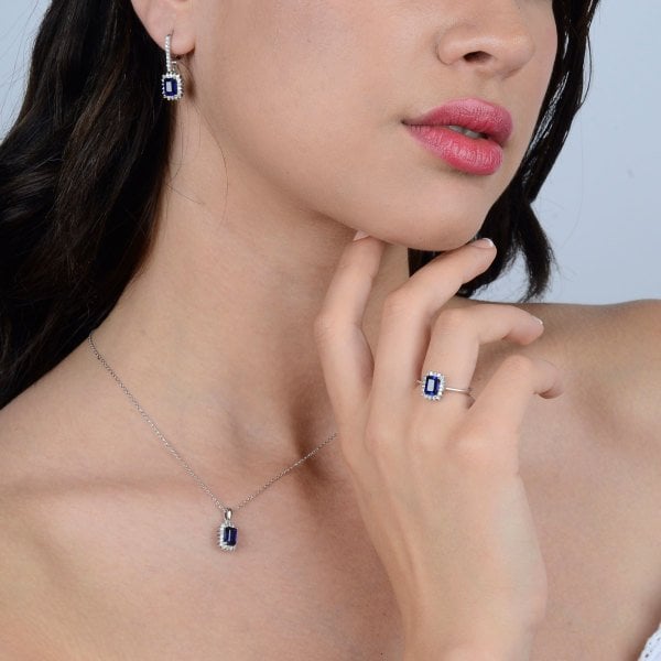 0,82 Karat Safir Pırlanta Kolye
