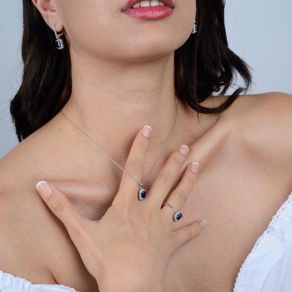 0,82 Karat Safir Pırlanta Kolye