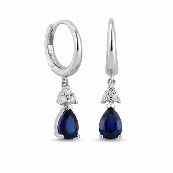 2.36 Karat Safir ve E Renk SI Pırlanta Küpe