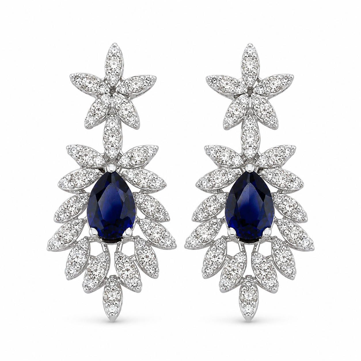 3.14 Karat Safir ve E Renk SI Pırlanta Küpe