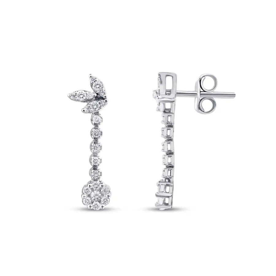 0.52 Karat Pırlanta Lotus Küpe