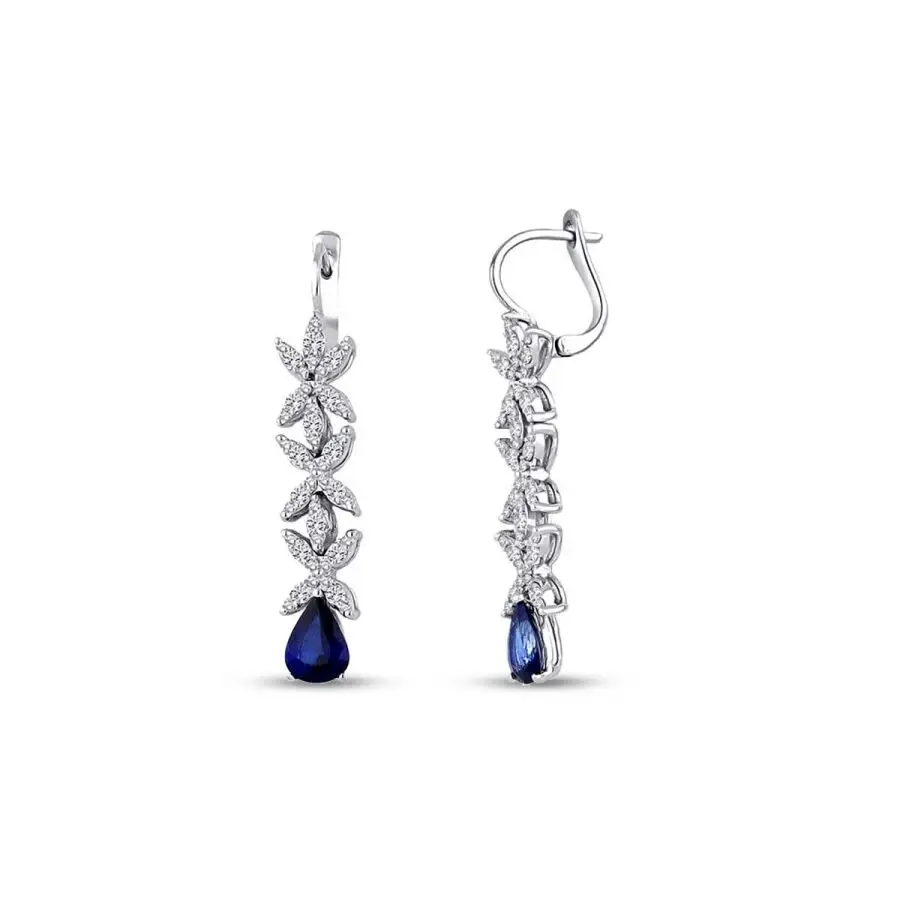 3.51 Karat Pırlanta Safir Küpe