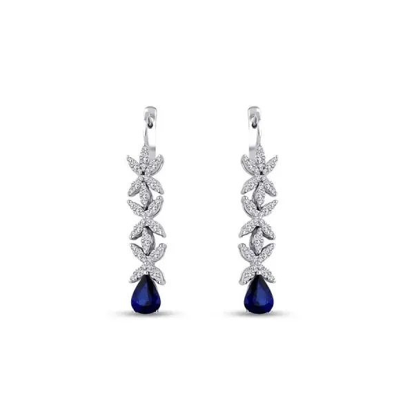 3.51 Karat Pırlanta Safir Küpe