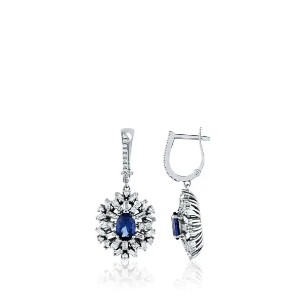 3.66 Karat Pırlanta Safir Küpe