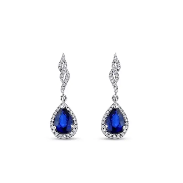 1.76 Karat Pırlanta Safir Küpe