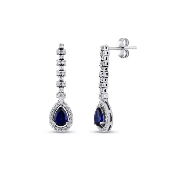 1.58 Karat Pırlanta Safir Küpe