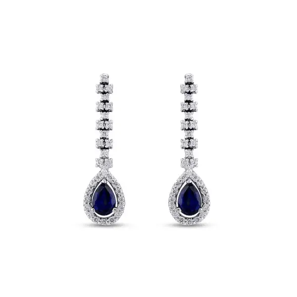 1.58 Karat Pırlanta Safir Küpe