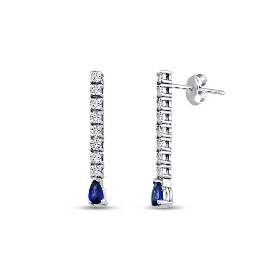 1.28 Karat Pırlanta Safir Küpe