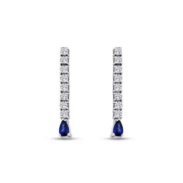 1.28 Karat Pırlanta Safir Küpe