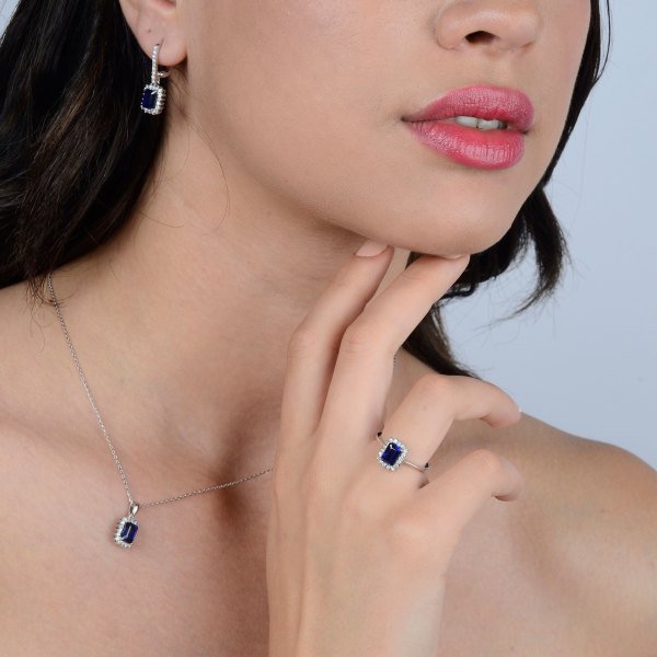 3,00 Karat Safir Pırlanta Küpe