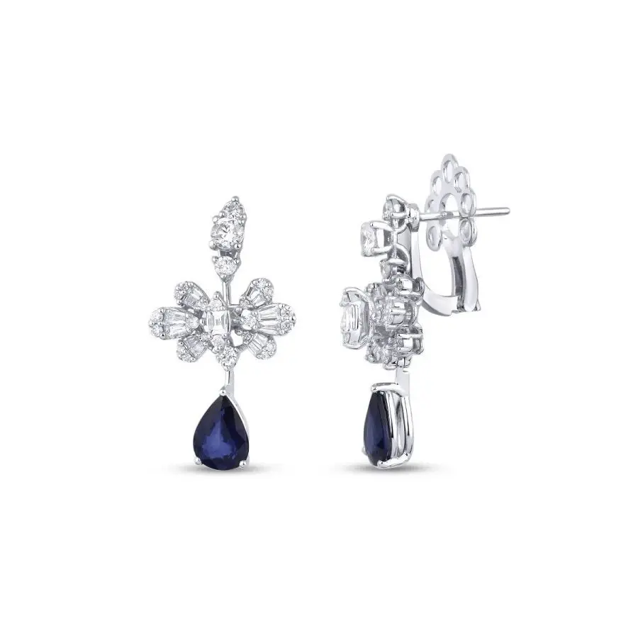 4.33 Karat Pırlanta Safir Küpe