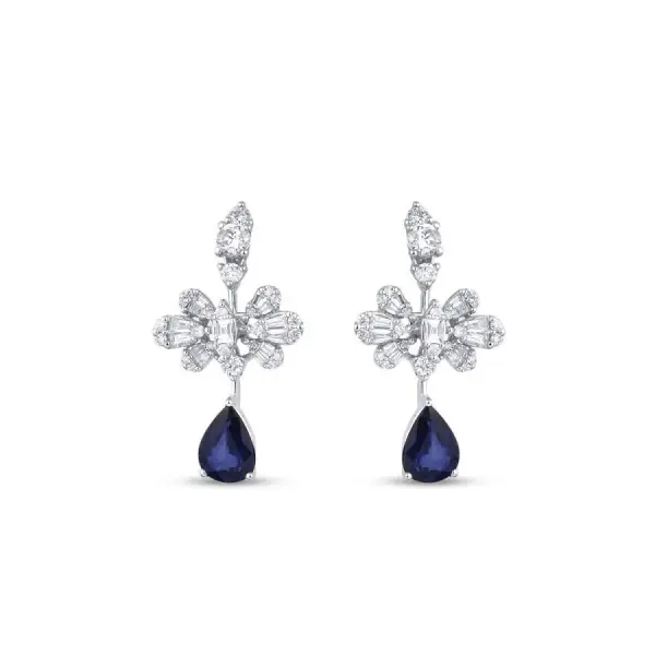 4.33 Karat Pırlanta Safir Küpe