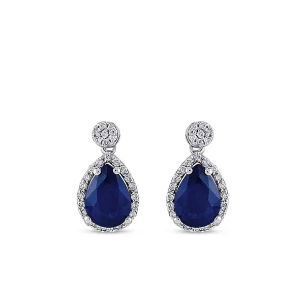 1.71 Karat Pırlanta Safir Küpe