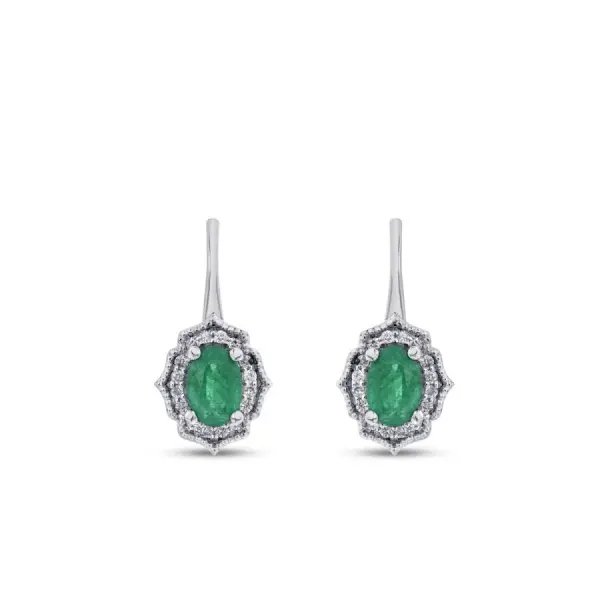 0.94 Karat Pırlanta Zümrüt Küpe