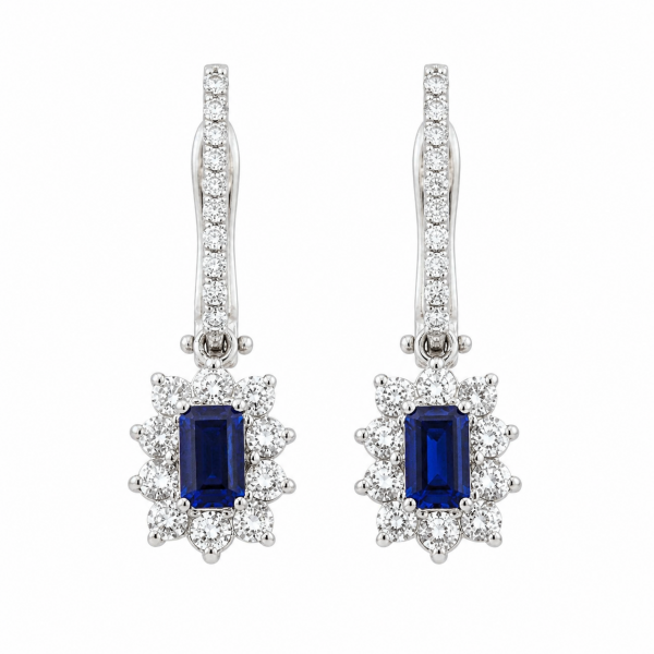 Safir Pırlanta Küpe 1,47 Karat E Renk SI Berraklık