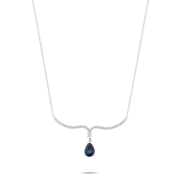 0,91 Karat Pırlanta Safir Kolye