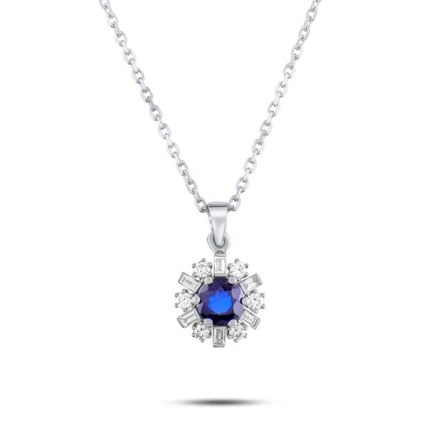 0,67 Karat Pırlanta Safir Kolye
