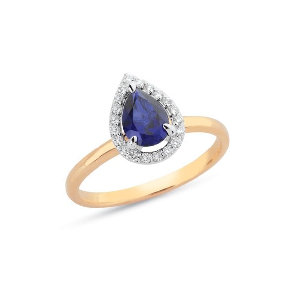 0,86 Karat Pırlanta Safir Yüzük