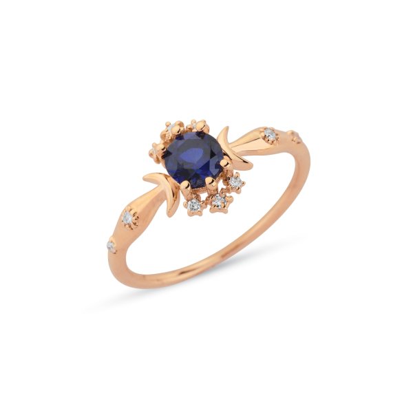 0,08 Karat Pırlanta Safir Yüzük