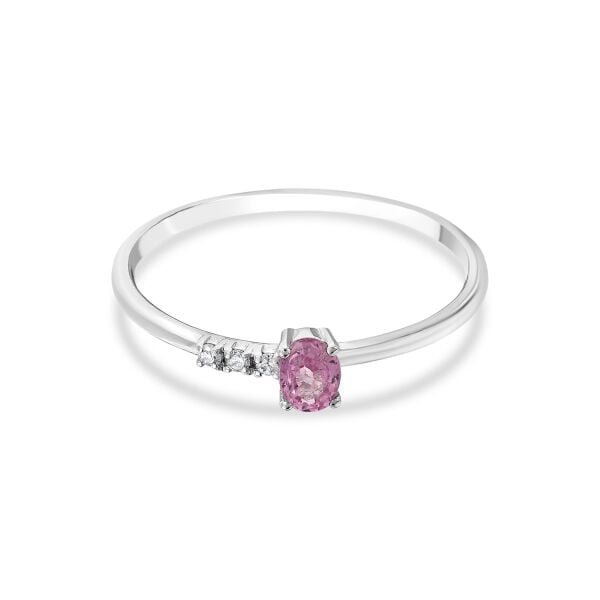0,28 Karat Pırlanta Pembe Safir Yüzük